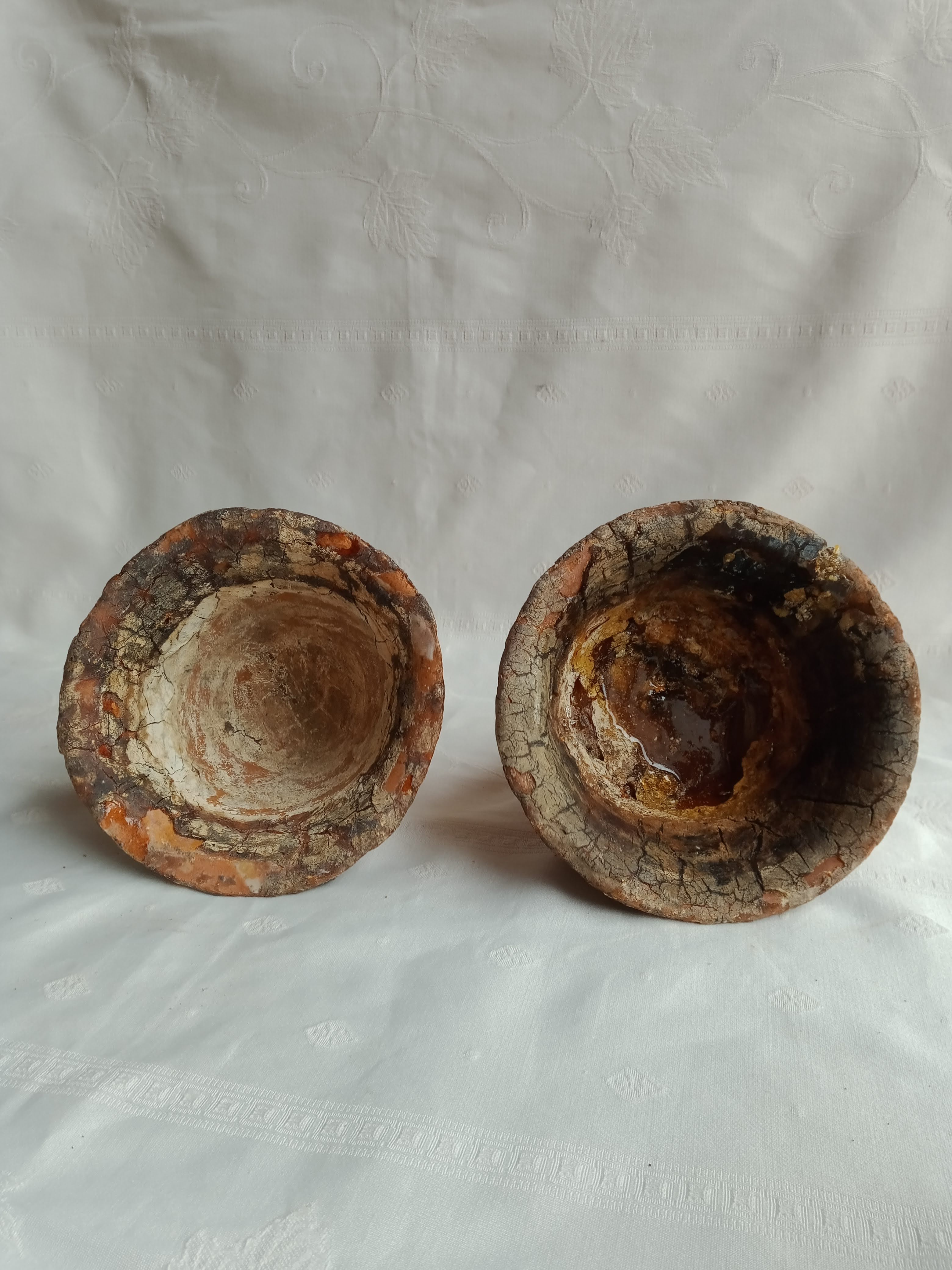 Old terracotta sap pots