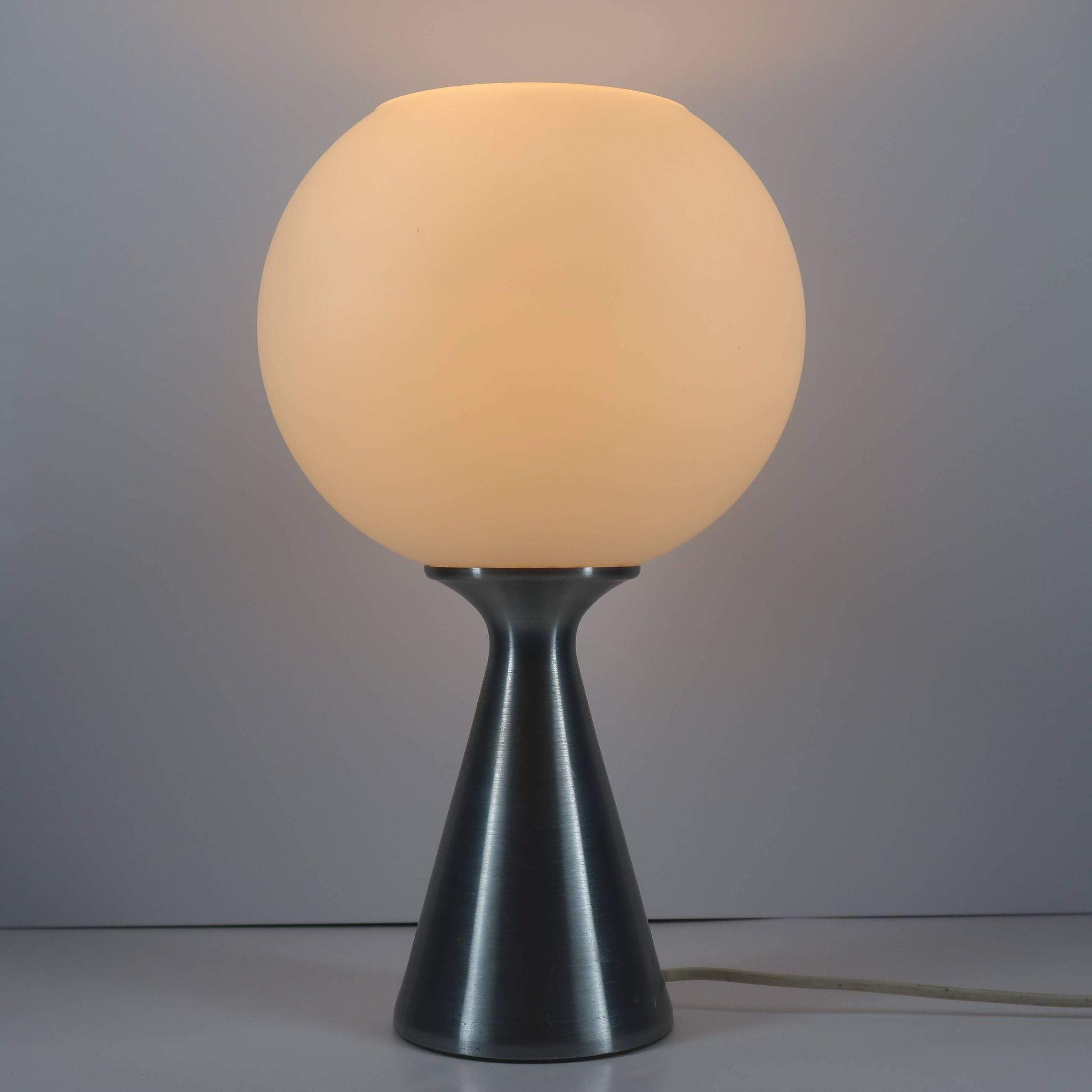 Space Age Lamp Erco in Opaline Glass and Brushed Metal, Germany 1974