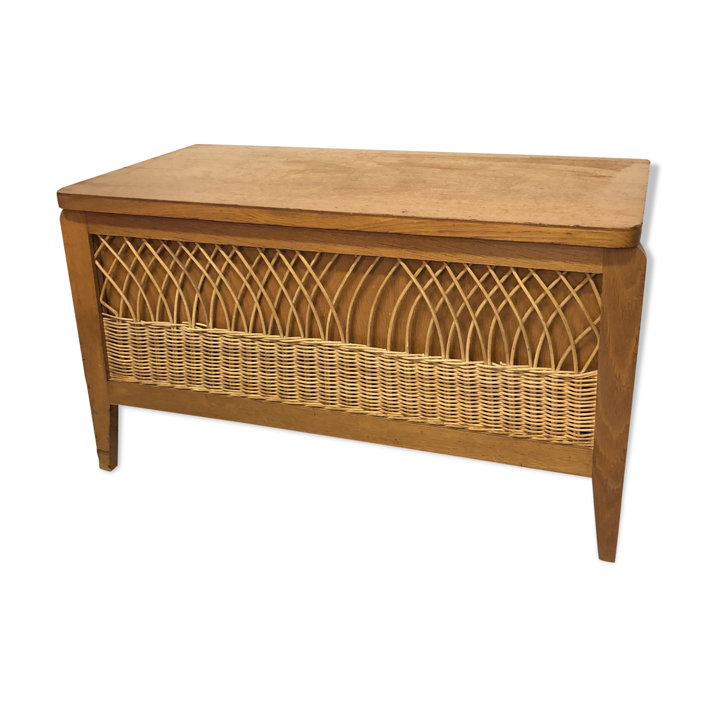 Storage box wood and rattan