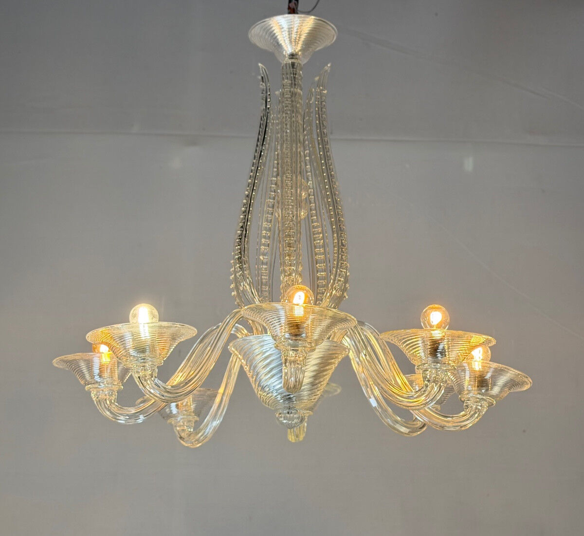 Colourless Venetian glass lustre from Murano circa 1930