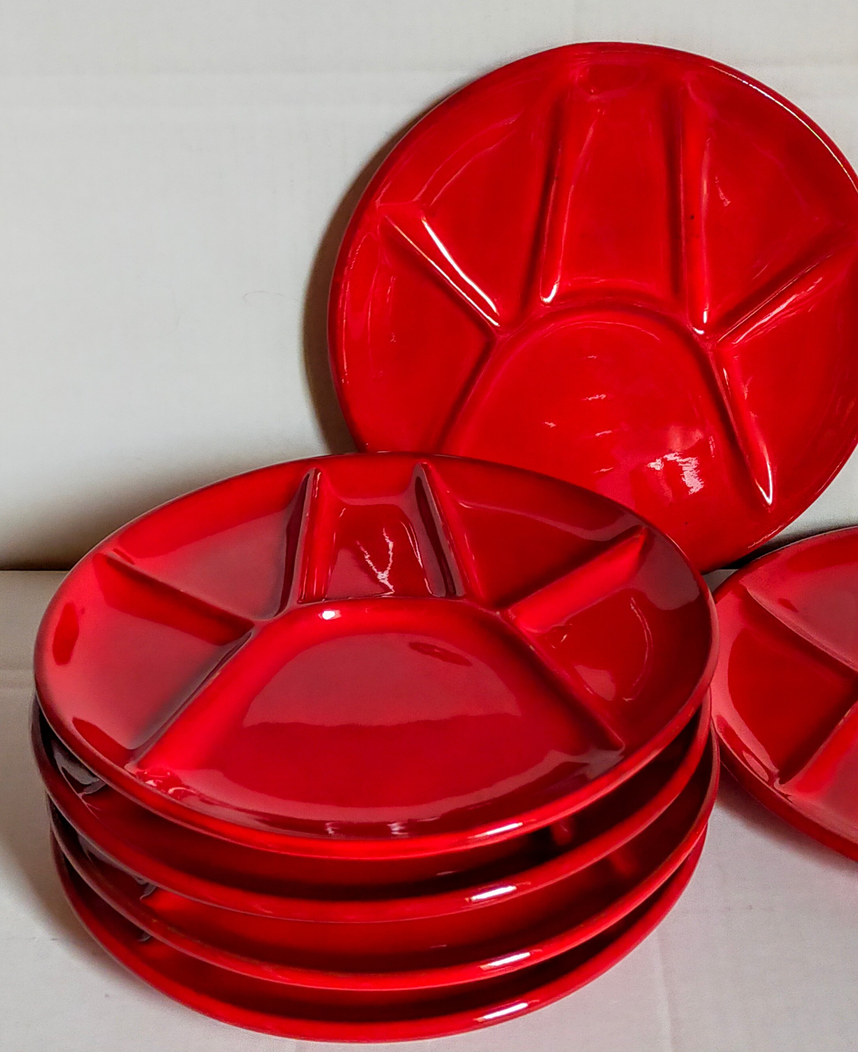 Six ceramic plates with vintage compartments