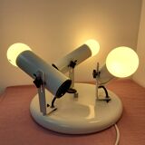 White ceiling light with 3 spotlights made in Italy, space age design