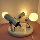 White ceiling light with 3 spotlights made in Italy, space age design