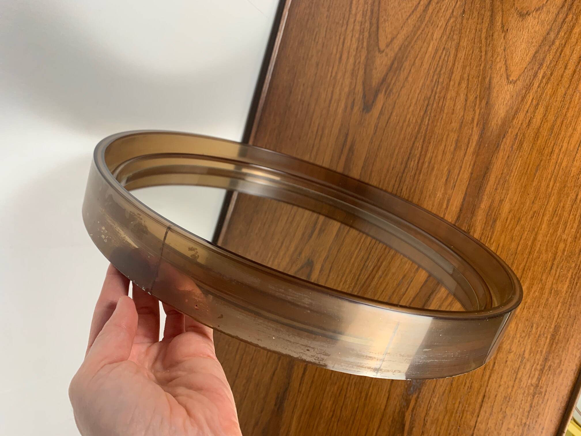 Round Smoked Plexiglas Mirror – GILAC n°1813 – Vintage 1970s