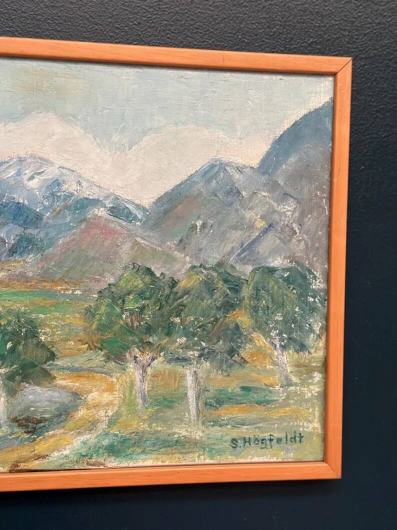 Original Swedish Oil on Canvas – "Landscape" by S. Högfeldt – Signed – Vintage and Framed – 48 × 36 cm (18.9" × 14.2")
