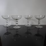 4 superb 20th century blown glass champagne glasses