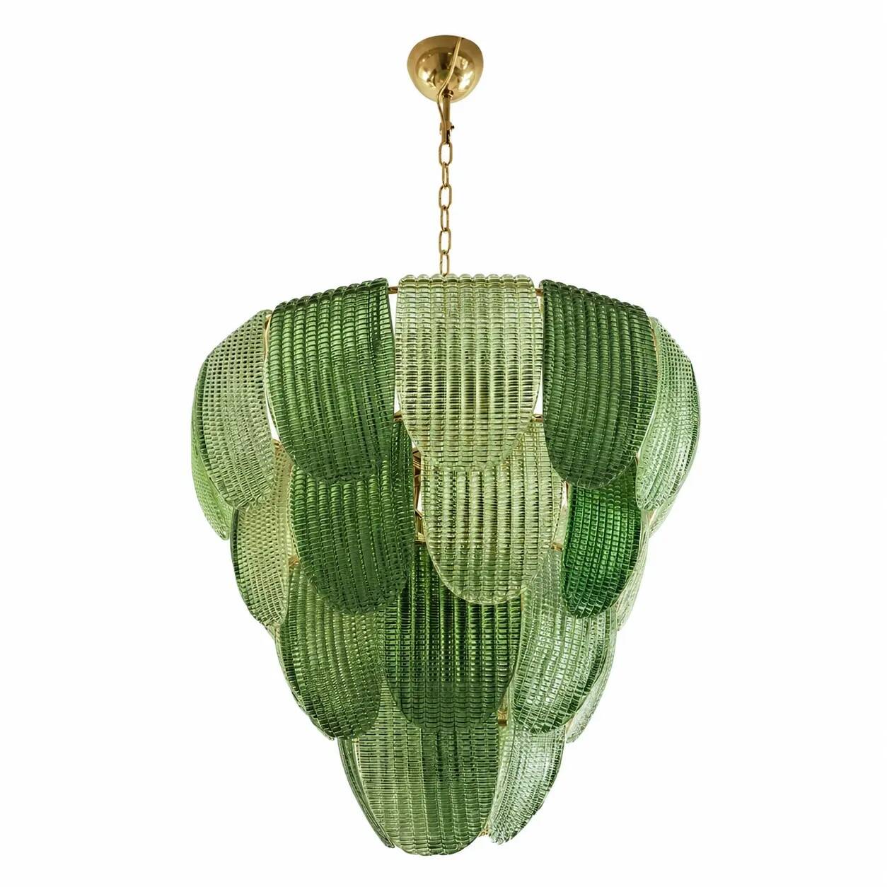 Luxury Multi Green Petals Murano Glass Chandelier – Contemporary Simoeng De
