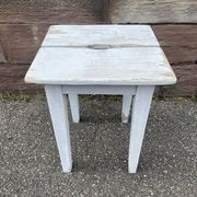 vintage rustic stool, French farmer Painted stool shabby chic 1930