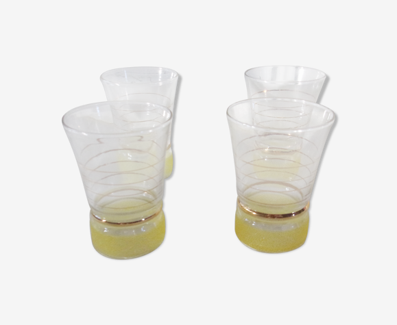 Lot de 4 verre granité jaune