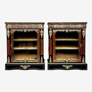 Pair of window displays from the Napoleon III period in Boulle technique