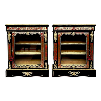Paire de vitrines d'époque Napoléon III, technique Boulle