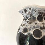 Vintage black and white Savoyard enamel vase