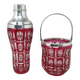 1960s Gorgeous Red Bohemian Cut Crystal Glass Cocktail Shaker With Ice Buck