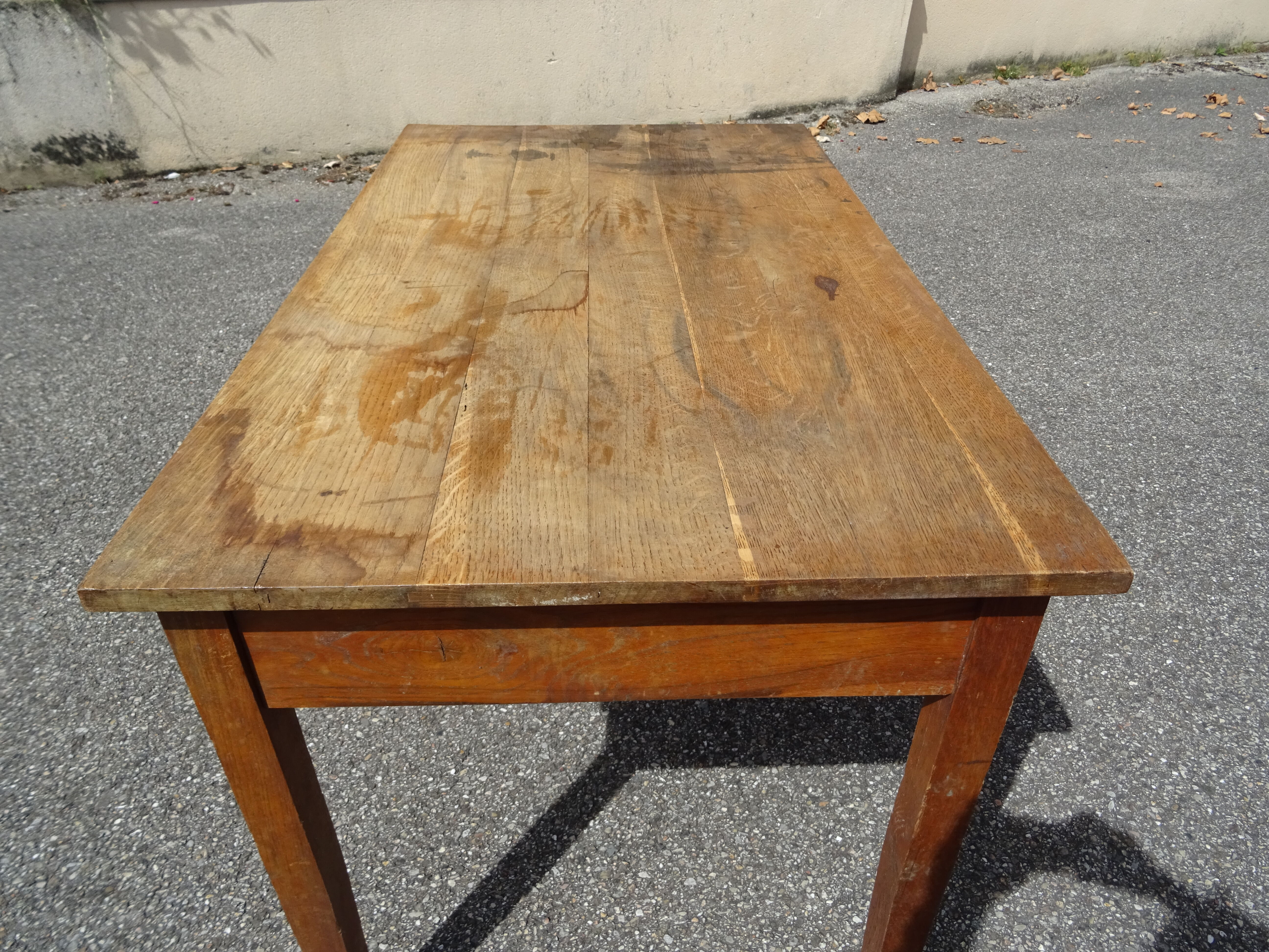Country farmhouse table with 2 drawers
