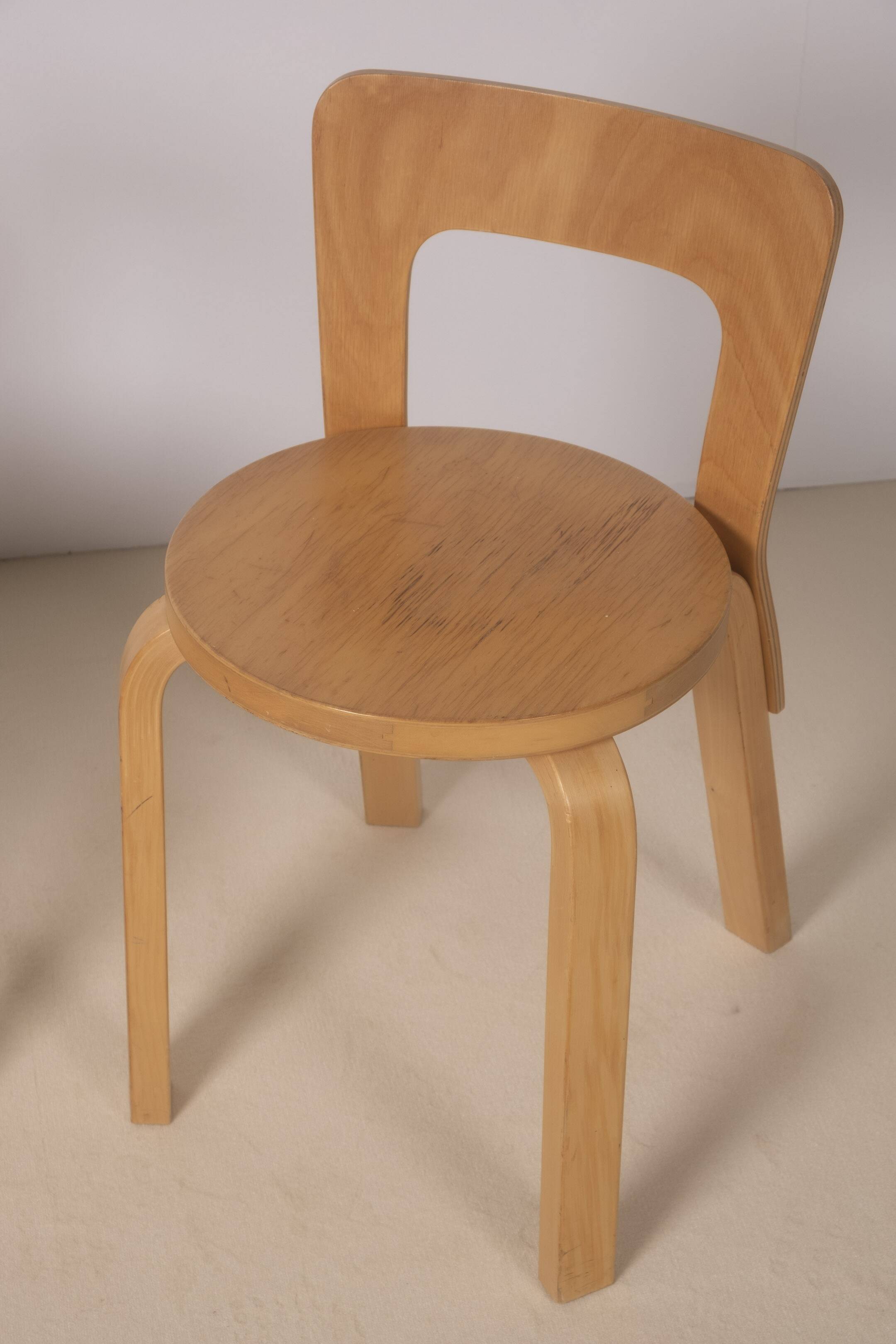 2x Alvar Aalto Chair Model 65, 1970s Artek