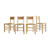 Lot 4 seated wooden chairs and straw backrest