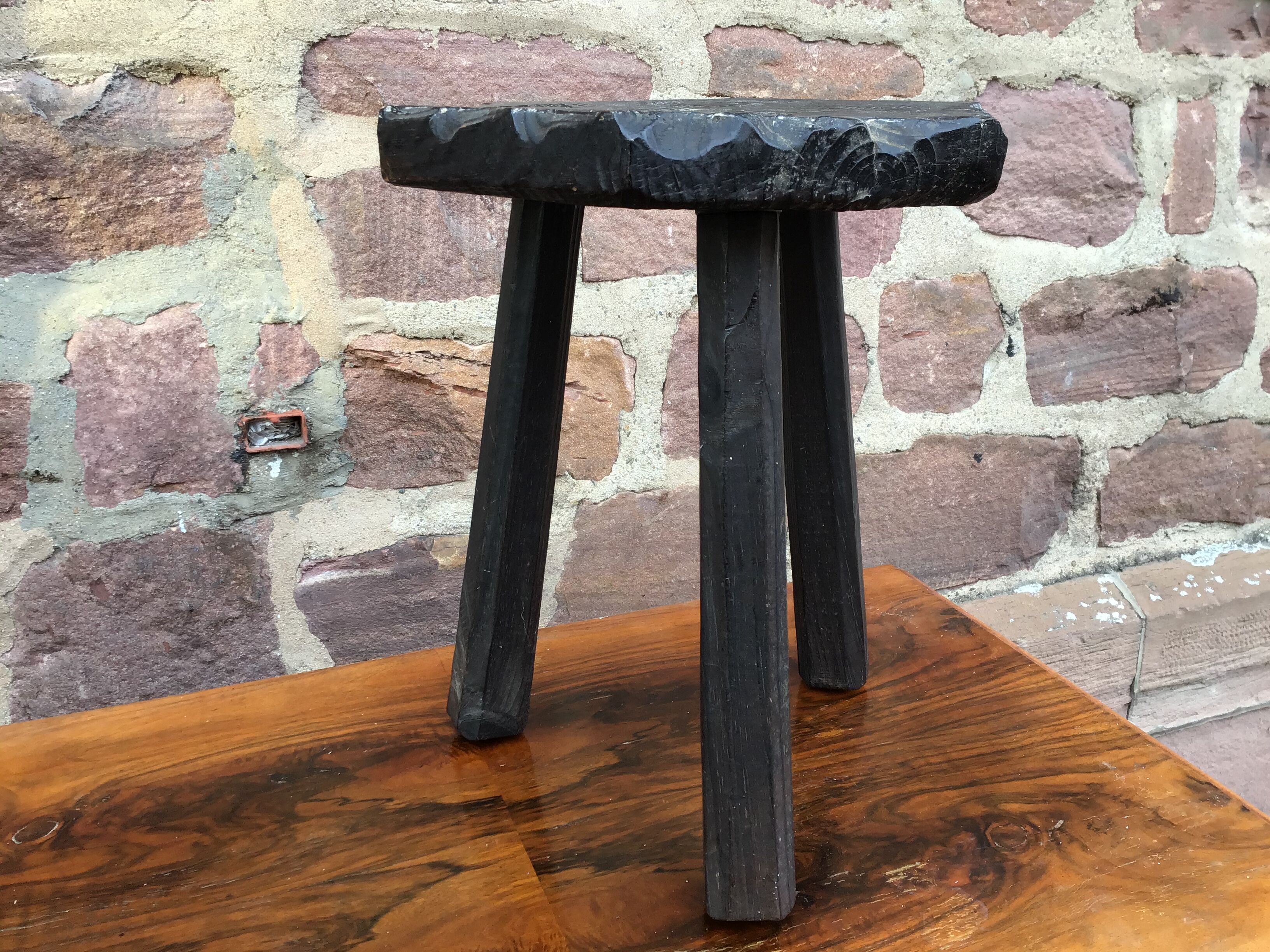 Vintage wooden farm stool