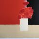 Original Tokonoma lithograph on a red and black background by Bernard Cathelin, 1988