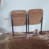 Pair of vintage wicker folding chairs