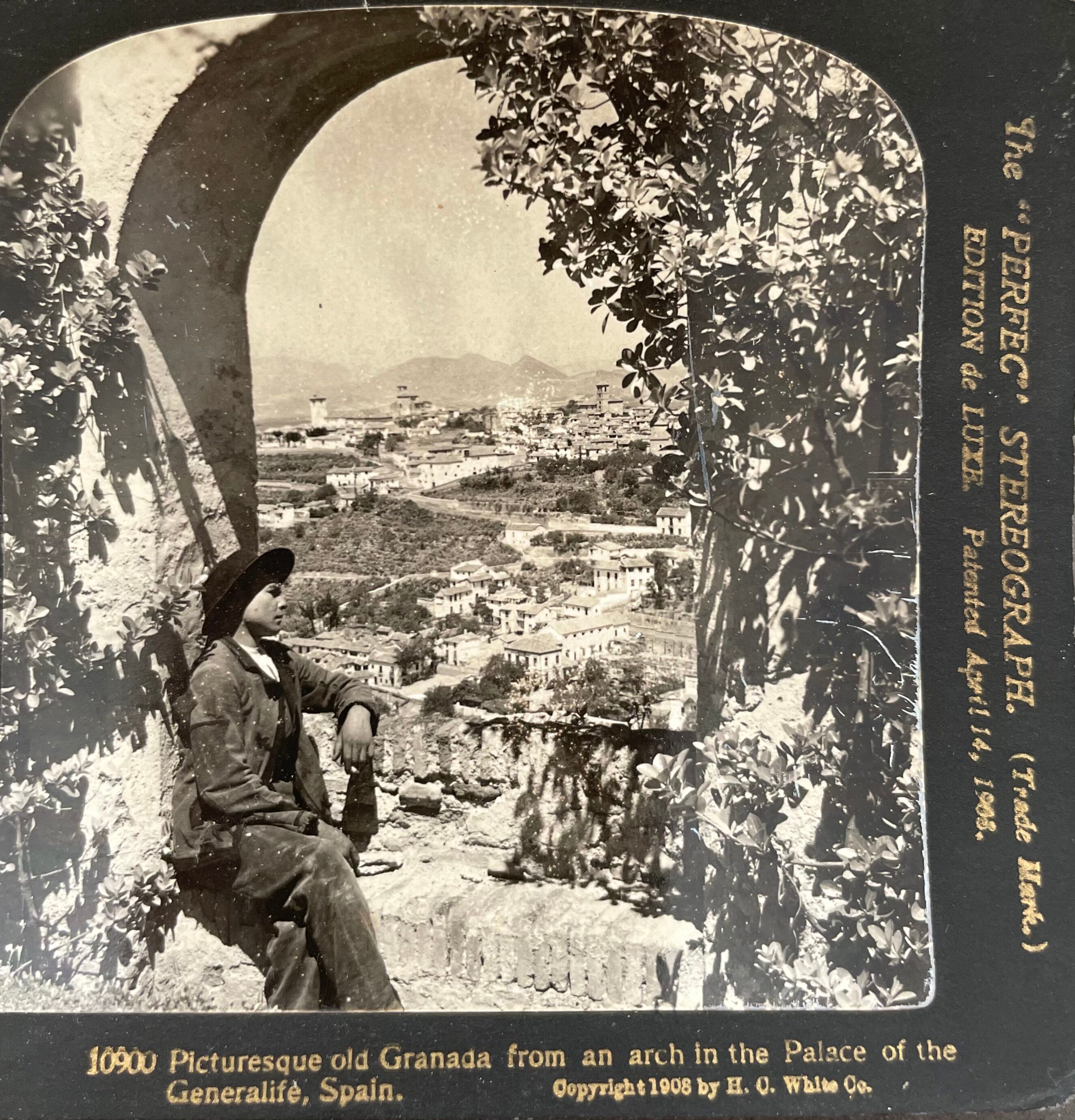 Old photography stereo, stereograph, luxury albumine 1903 Granada, Spain