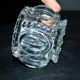 Thick moulded crystal sugar bowl with a beaded and medallion design.