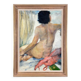 Tableau Nu Assis, Huile Sur Toile Signée, 1938, XXe Siècle