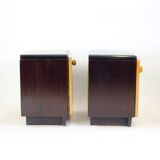 Mid Century Bedside Tables With Glass Tops, Czechoslovakia 1960s