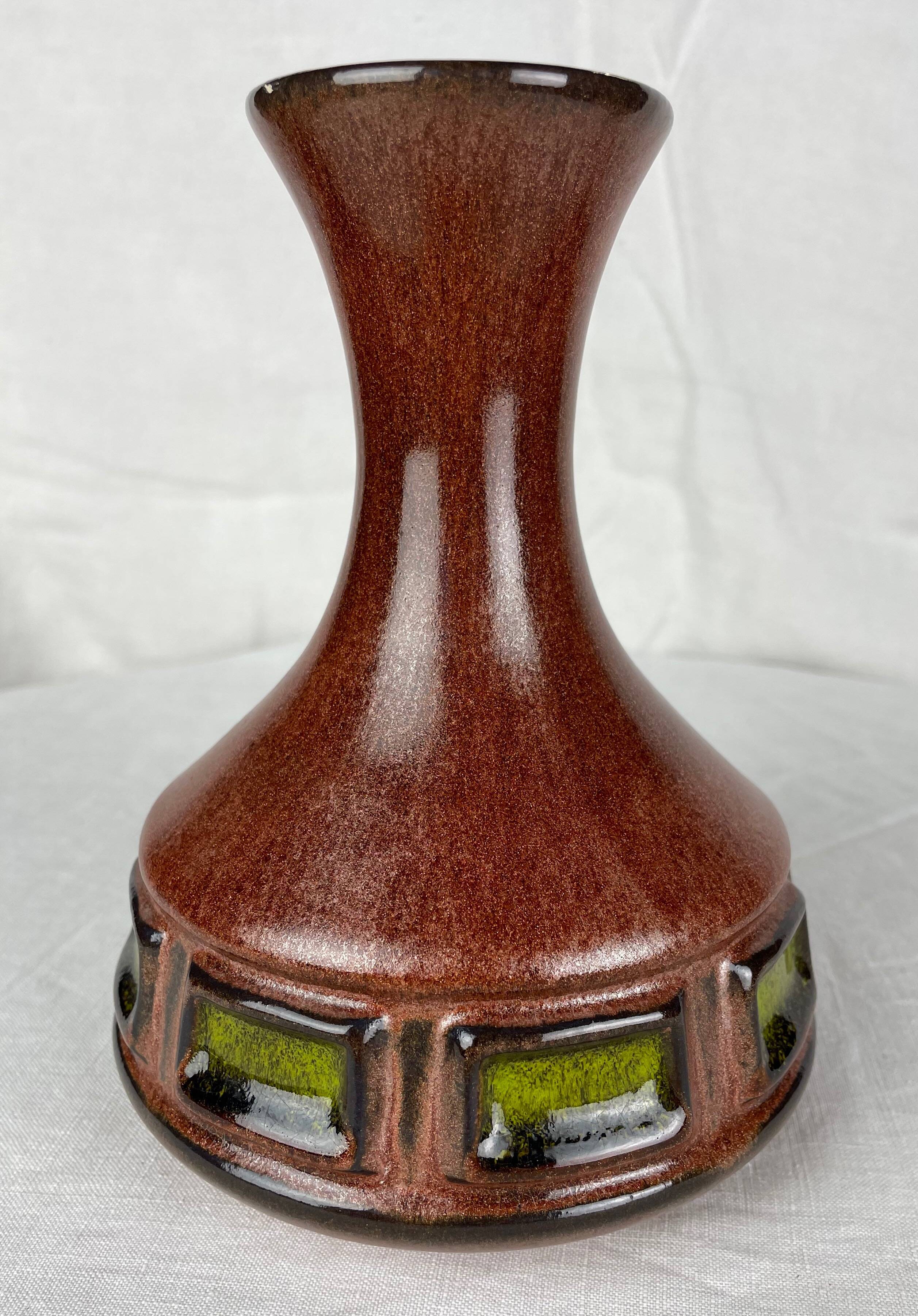 Vase made in Denmark brown and green