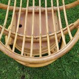 Pair of swivel rattan armchairs