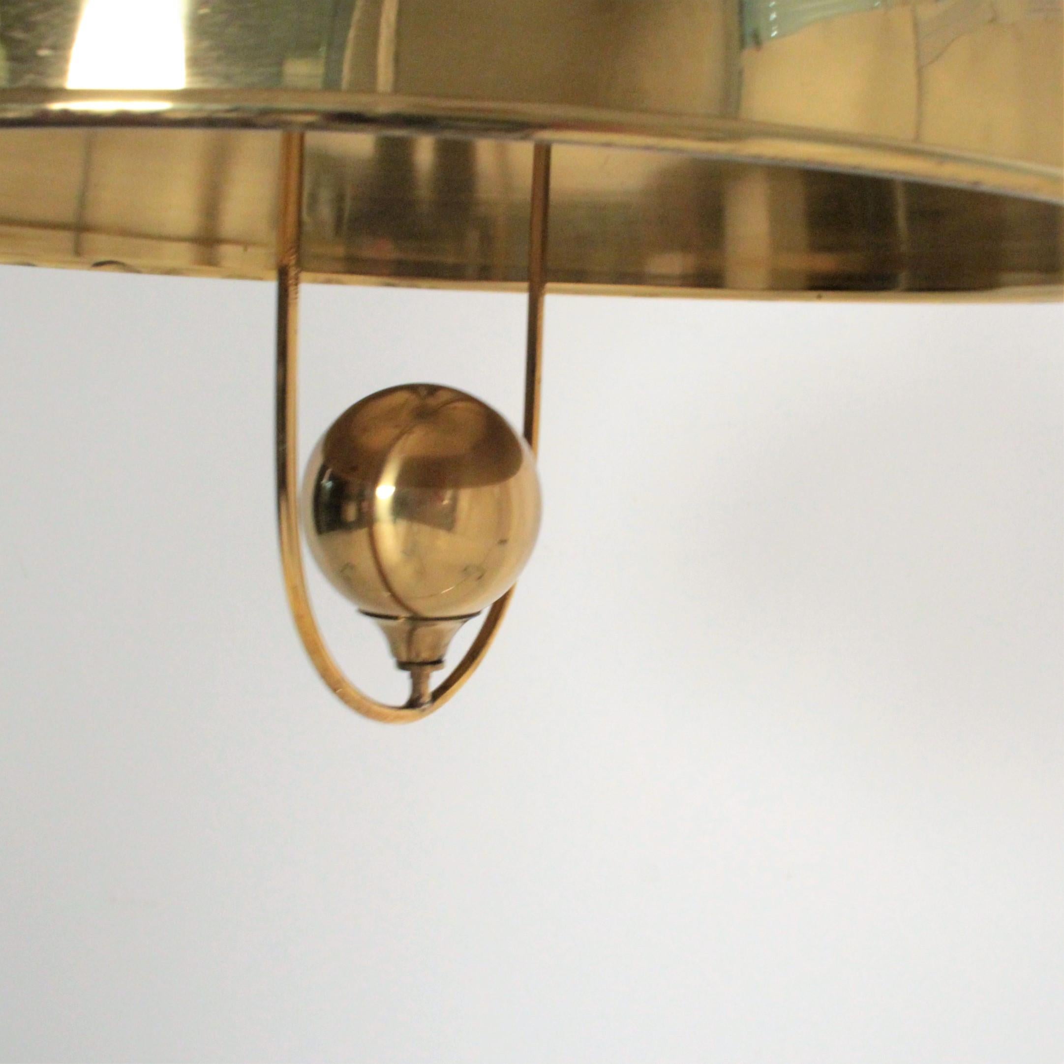 Florian Schulz Brass Pendant with Lights, Germany, 1970