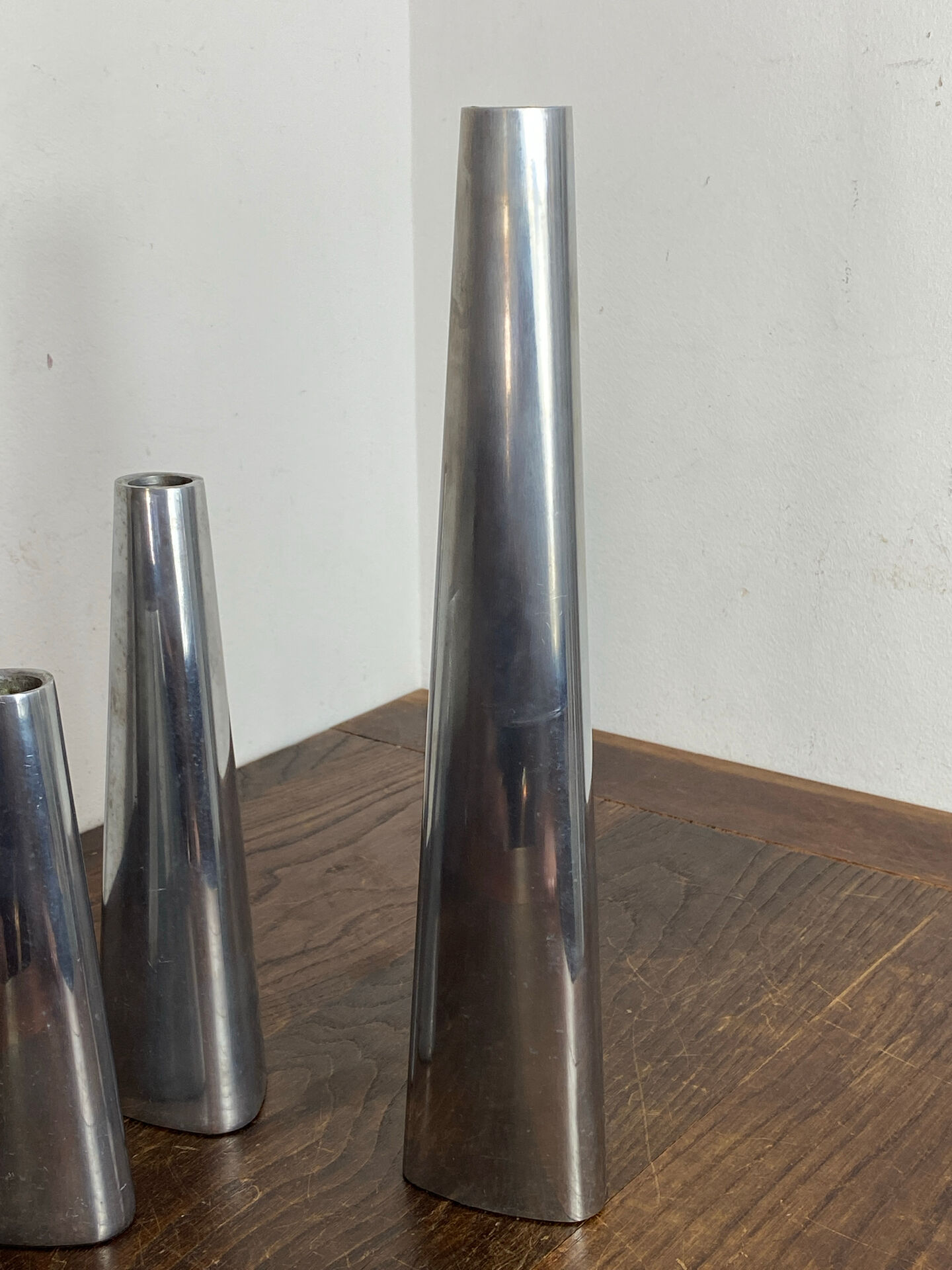 Polished aluminium candle holders, Ehlen Johansson