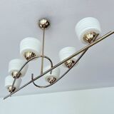 Large Vintage Glass Brass Pendant Light