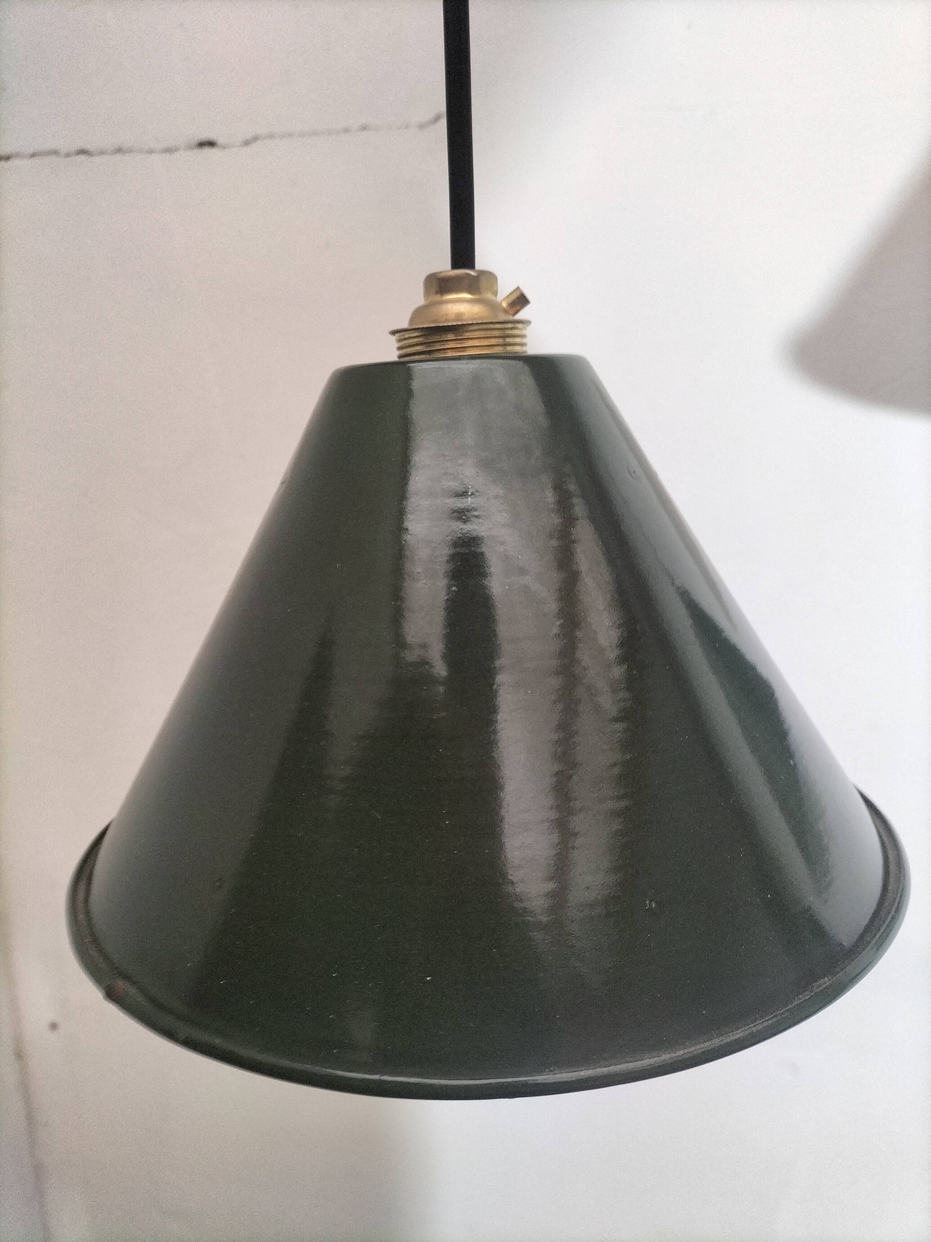 Enameled sheet metal pendant lights