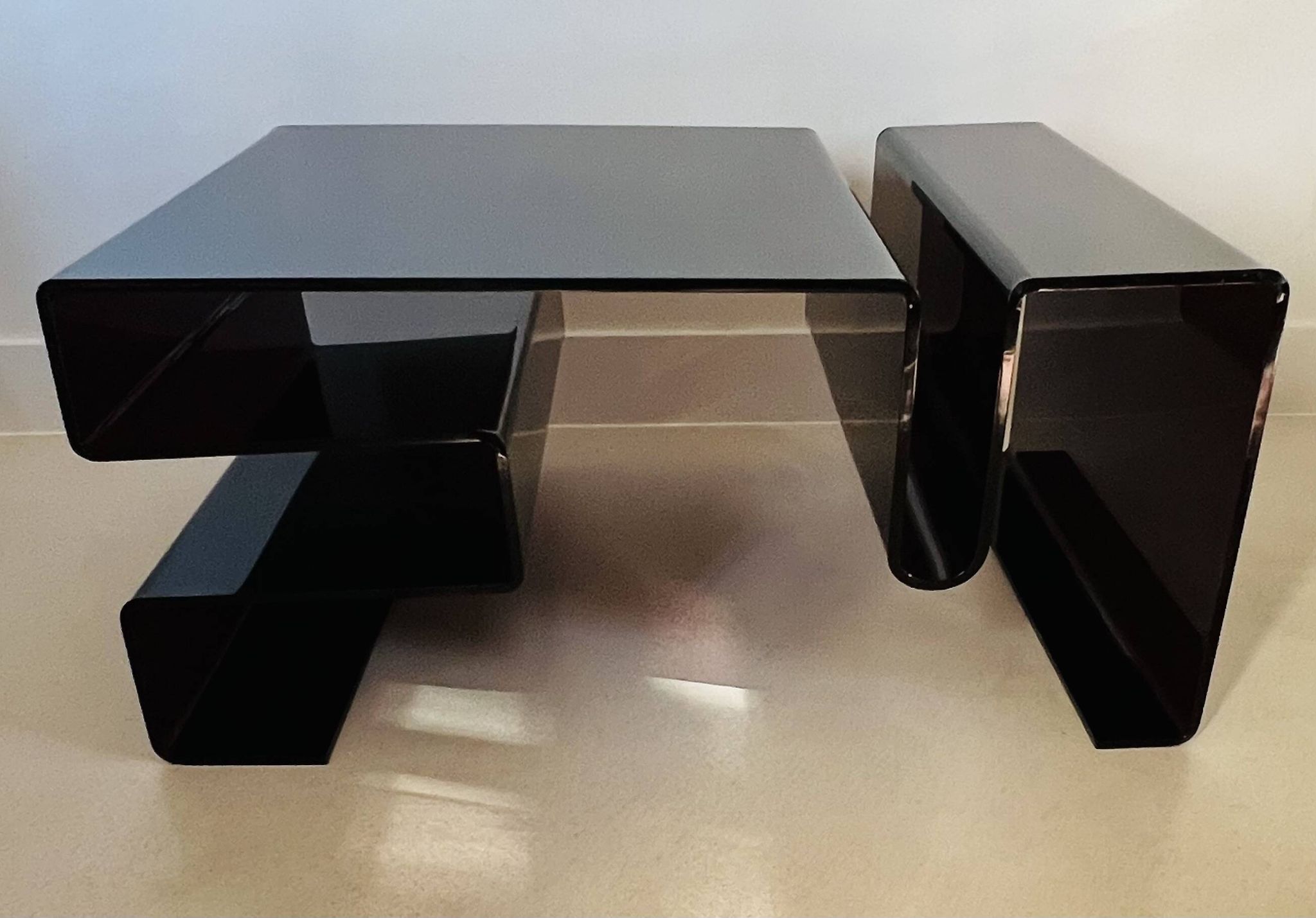 Large coffee table in smoked acrylic glass, France, 1970s