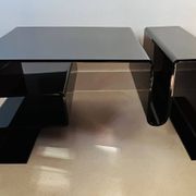 Large coffee table in smoked acrylic glass, France, 1970s