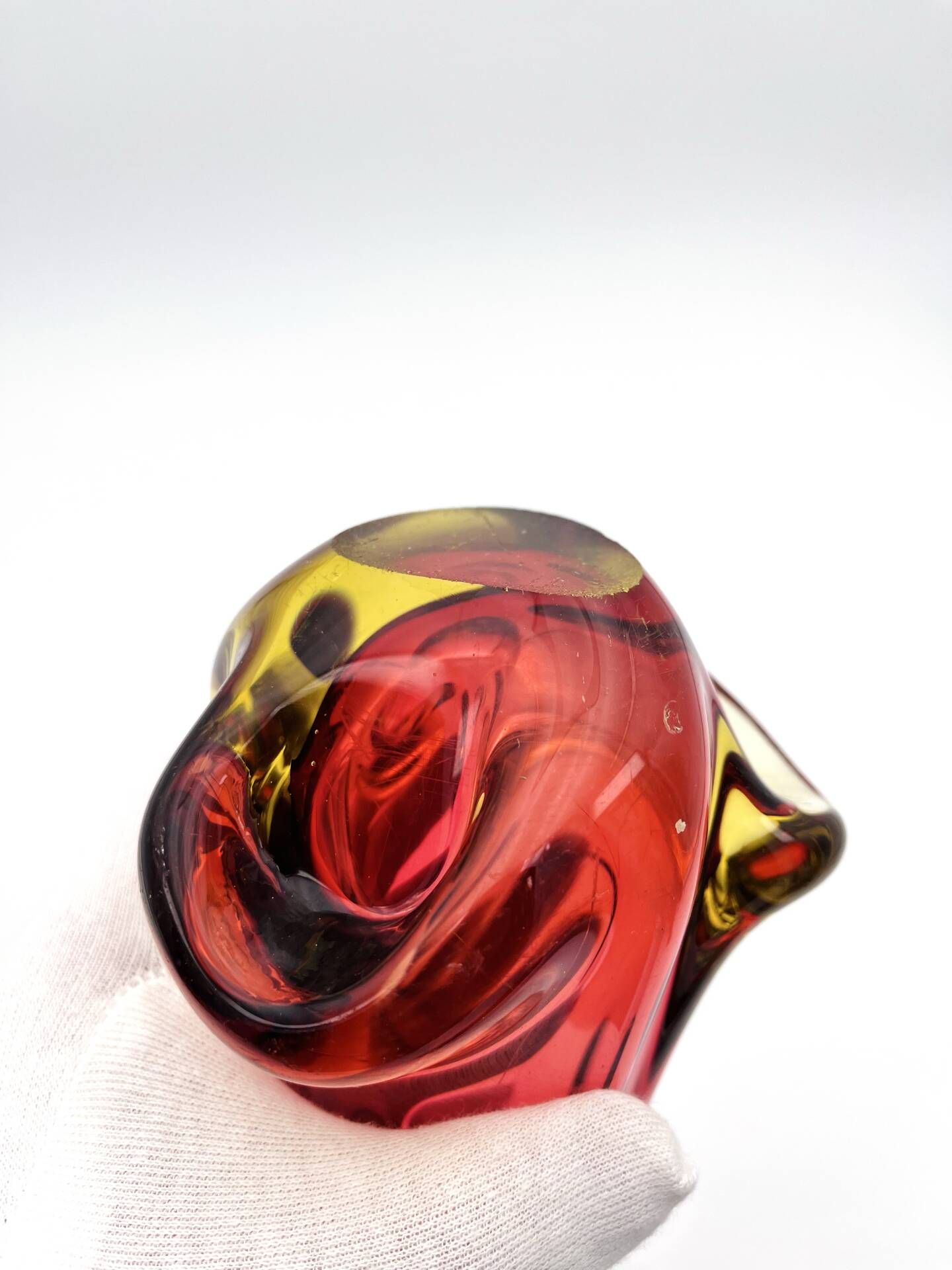 Murano Vase Organic Red Yellow 21cm 1.1kg
