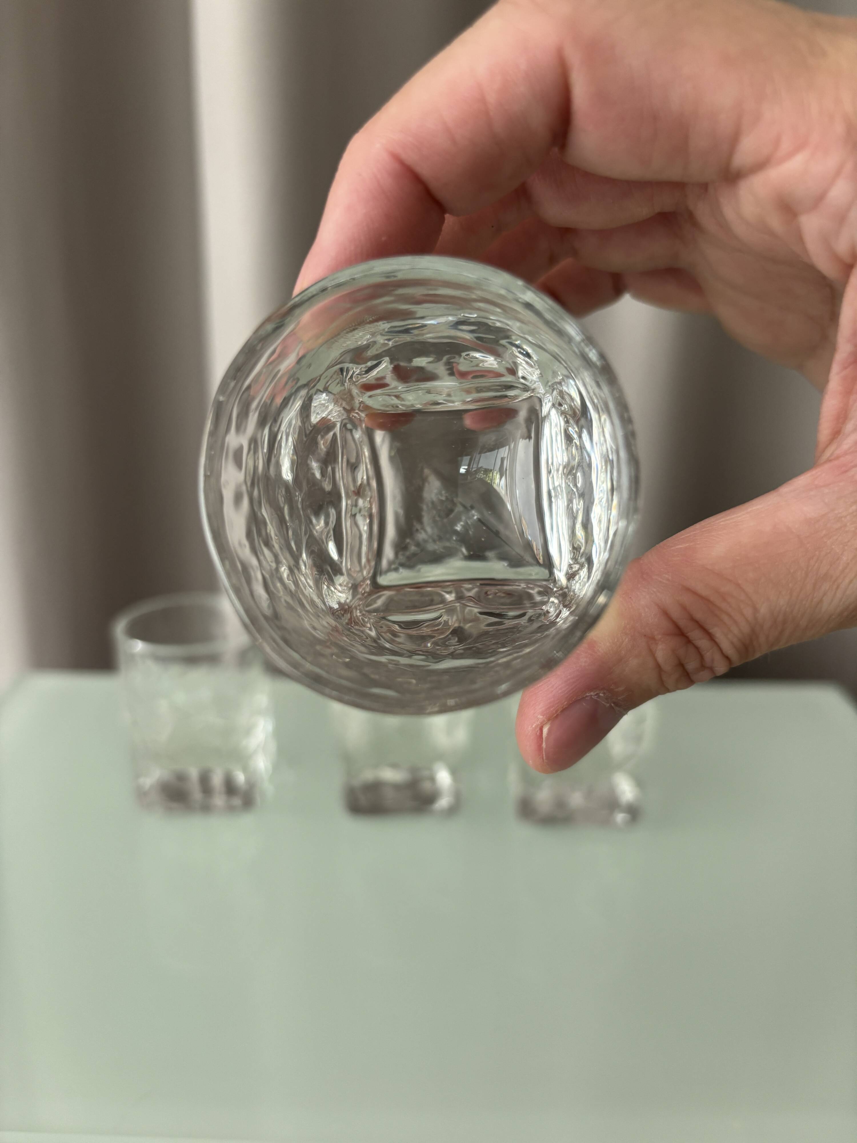 Set of 4 Vintage Brutalist Textured Shot Glasses