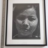 Vintage black and white photography, portrait, original framed print 42x52 cm.