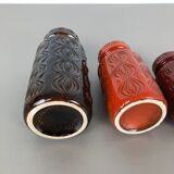 Set of three vintage pottery fat lava 'onion' vases made by Scheurich, Germany
