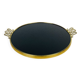 Black and golden brass tray from the 1950s