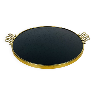 Black and golden brass tray from the 1950s