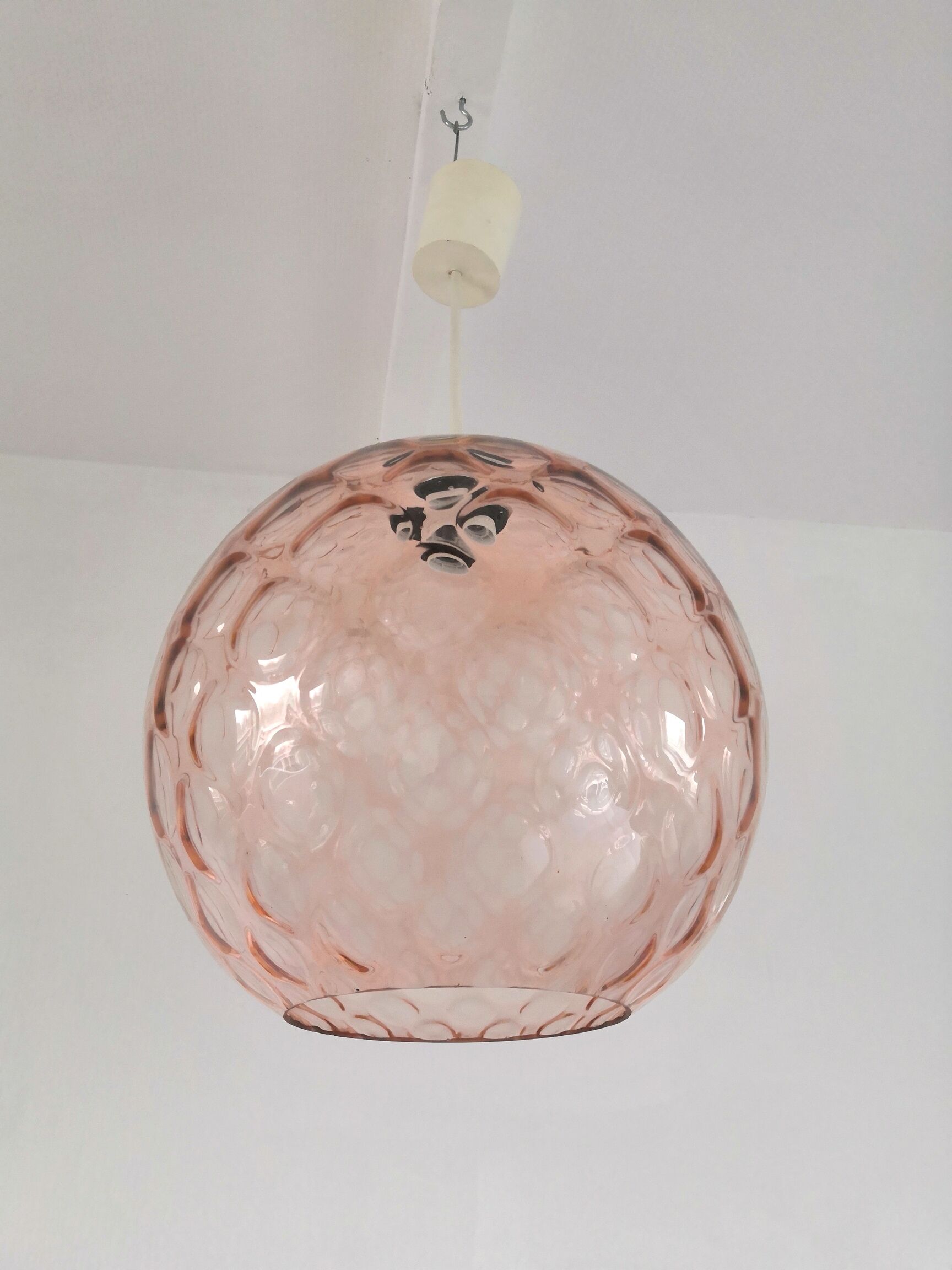 Suspension in bubble glass pink design 70s