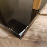 Lamp " phanera " brass marble lampshade lacquered black golden made in France