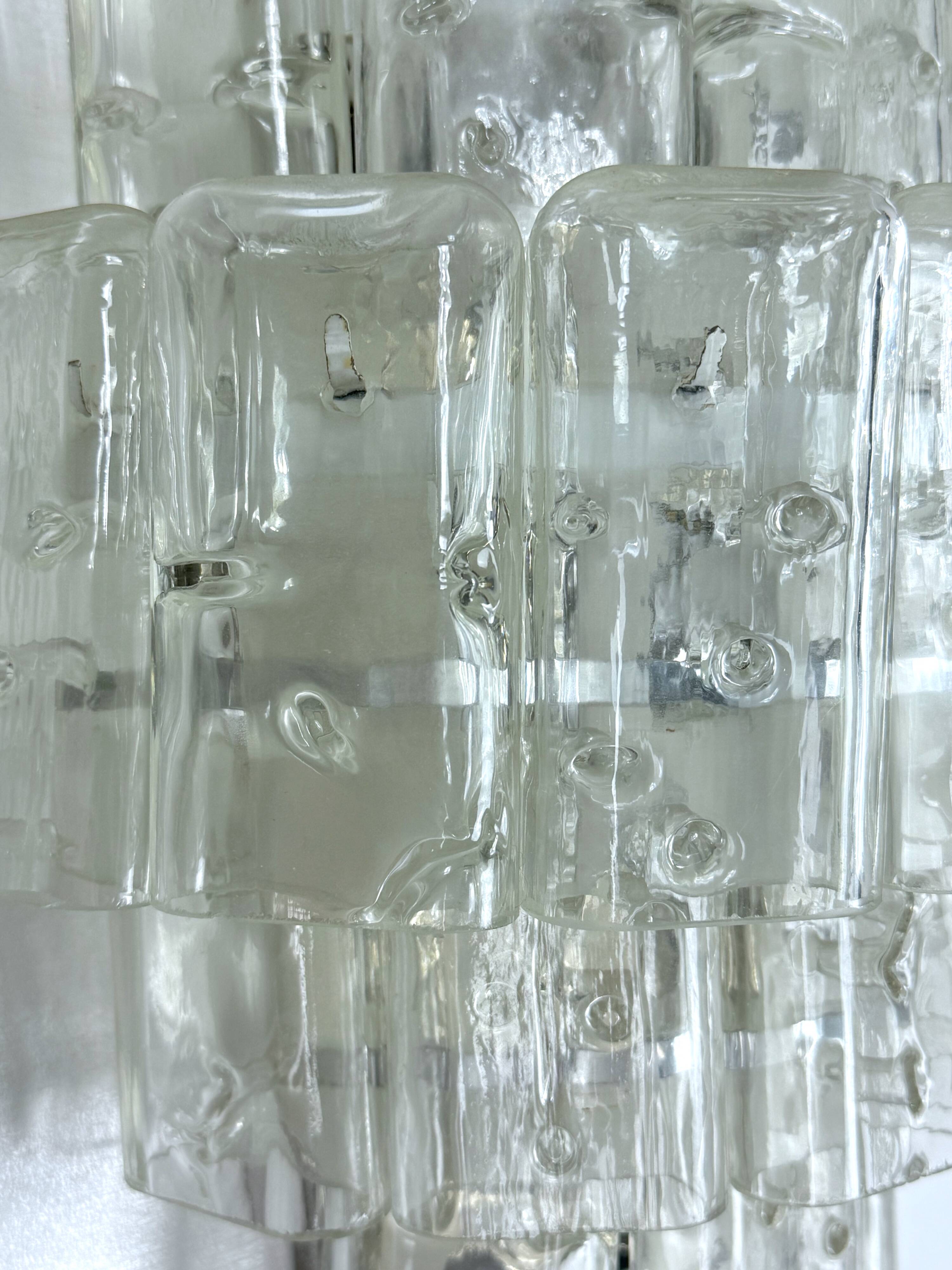 Pair of XL clear murano glass elements wall lamps produced in Italy during the 70s. Attributable to