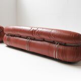 Vintage Soriana set in red leather by Afra e Tobia Scarpa for Cassina Italy