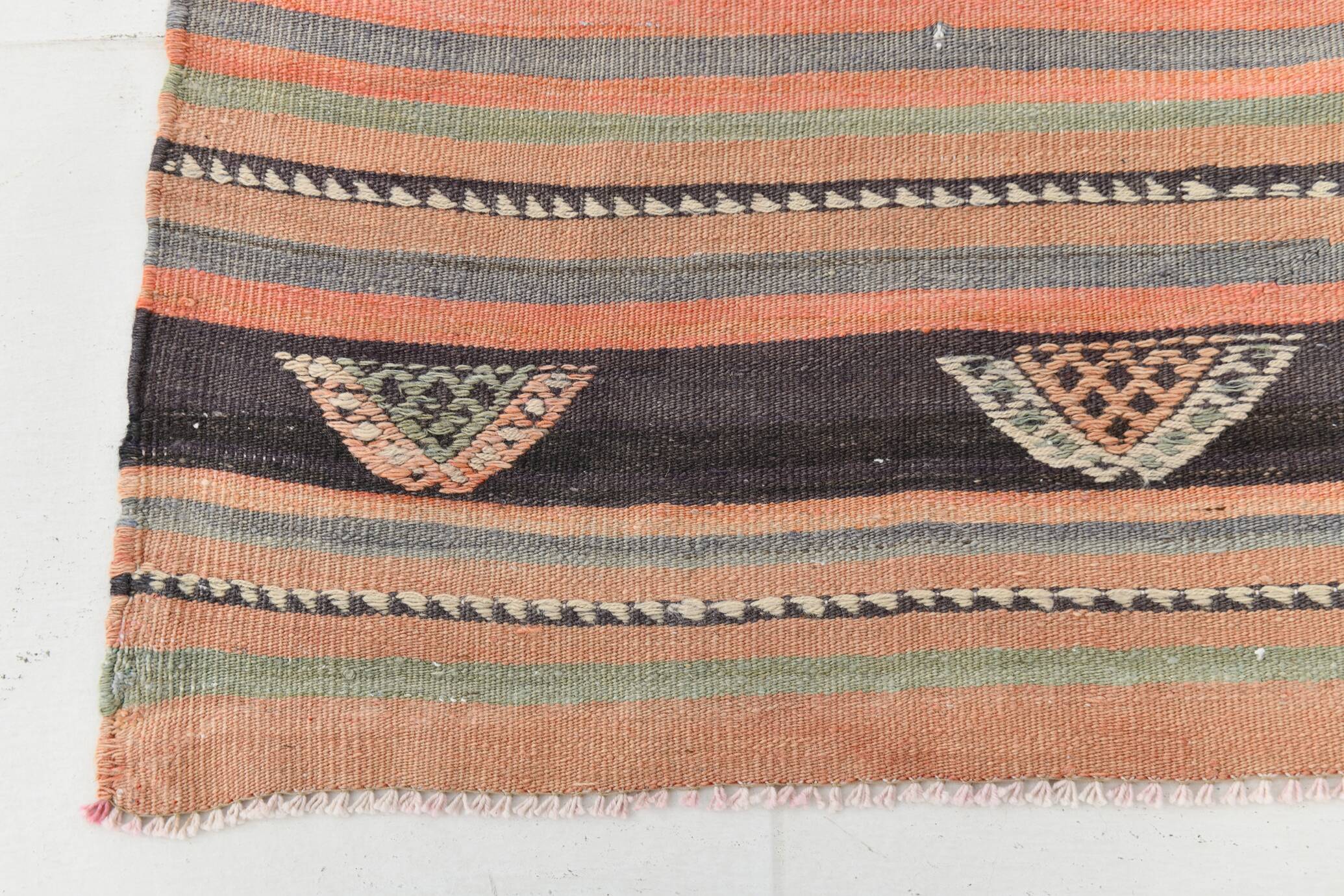 5x9 Rug For Living Room Salmon Green Kilim Rug, 145x288Cm