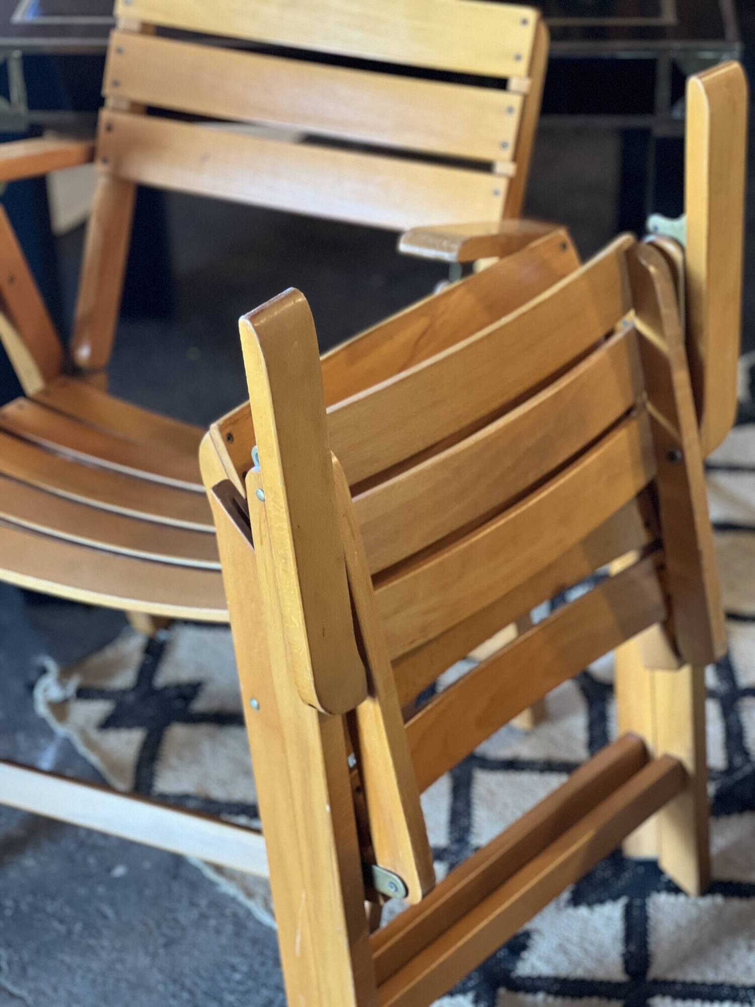 Pair of Wooden Folding Armchairs by Clairitex