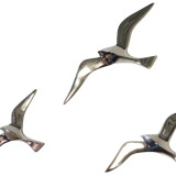 Set of 3 chrome gull birds, 15 - 20 -25 cm