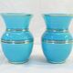 Paire de vases Verceram bleu turquoise et doré