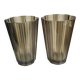 Pair of pleated smoked glass vases in the 70s